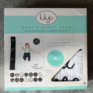 Baby's First Year Muslin Blanket - White with Black Script